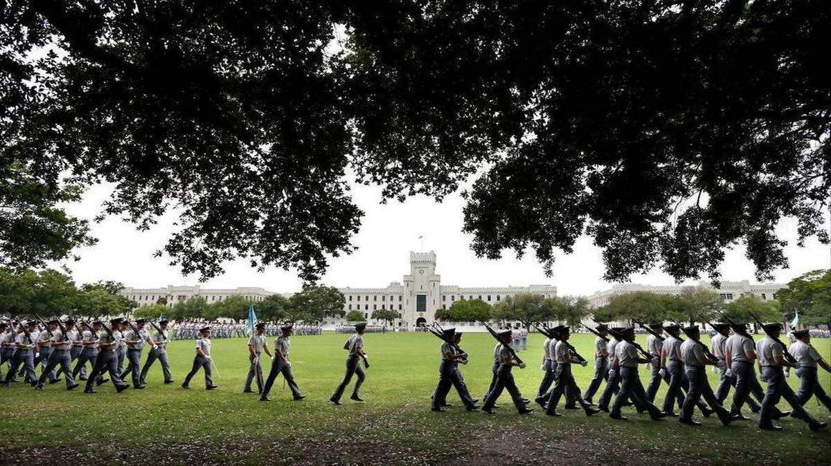 Cadets exercise at The Citadel in Charleston, SC.