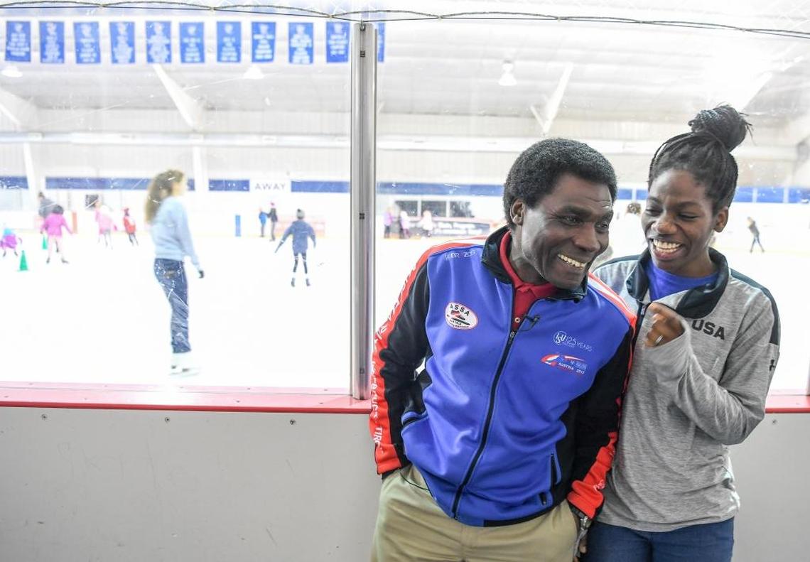 Kweku Biney said of daughter Maame, "The very first day she got on the ice, I was like, 'Ooh, what did I get myself into?' "